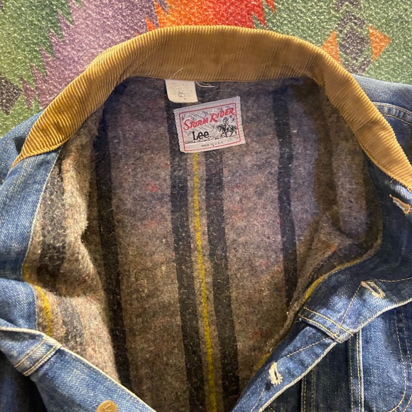 VINTAGE LEE STORM RIDER 80s WOOL BLANKET LINED DENIM JACKET SIZE MEDIUM - Picture 6 of 7